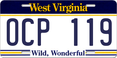 WV license plate OCP119