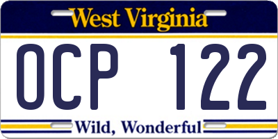 WV license plate OCP122