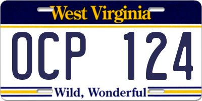 WV license plate OCP124