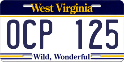 WV license plate OCP125