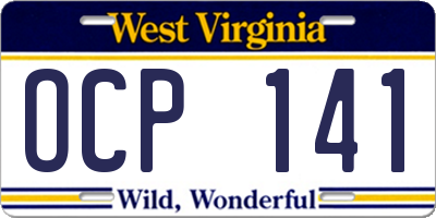 WV license plate OCP141