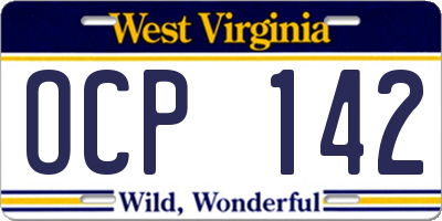 WV license plate OCP142