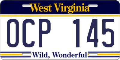 WV license plate OCP145