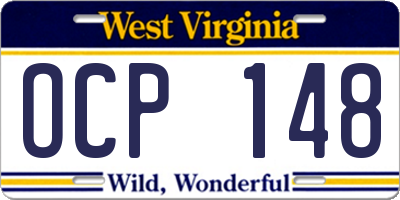 WV license plate OCP148