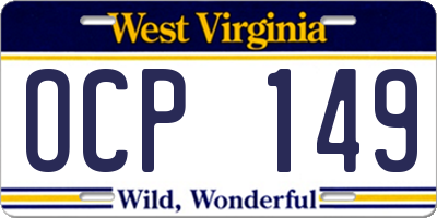 WV license plate OCP149