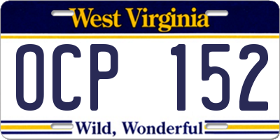 WV license plate OCP152