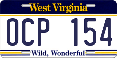 WV license plate OCP154