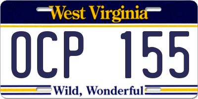 WV license plate OCP155