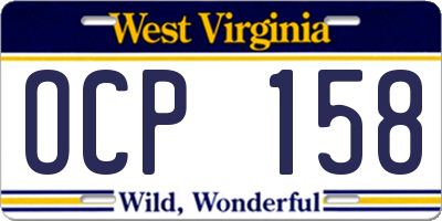 WV license plate OCP158