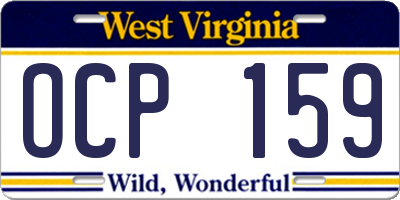 WV license plate OCP159