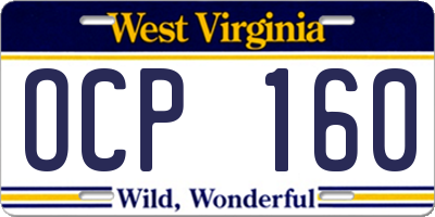 WV license plate OCP160