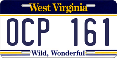 WV license plate OCP161