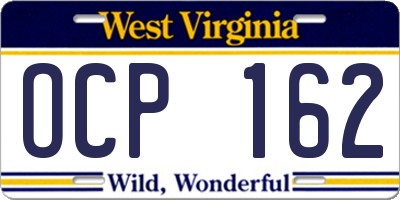 WV license plate OCP162