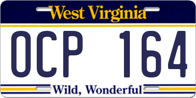 WV license plate OCP164