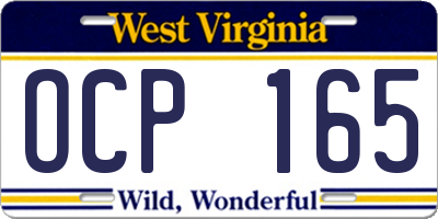 WV license plate OCP165