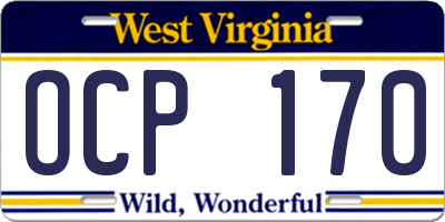 WV license plate OCP170