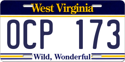 WV license plate OCP173