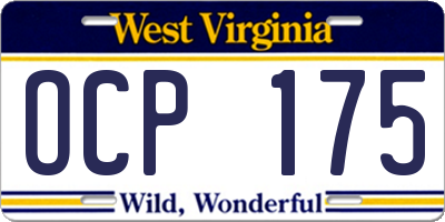 WV license plate OCP175