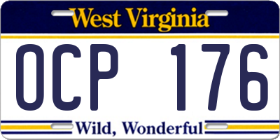 WV license plate OCP176