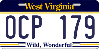 WV license plate OCP179
