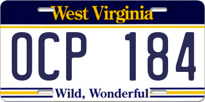 WV license plate OCP184
