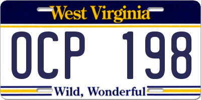 WV license plate OCP198