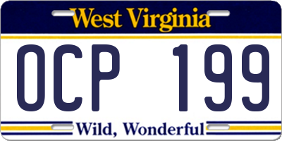 WV license plate OCP199