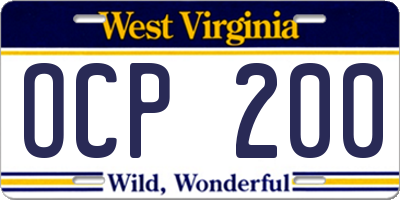 WV license plate OCP200