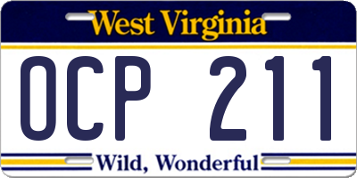 WV license plate OCP211