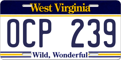 WV license plate OCP239