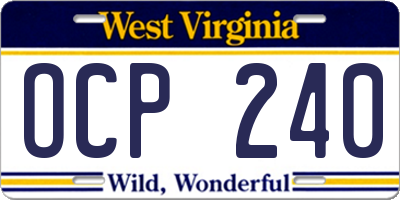 WV license plate OCP240