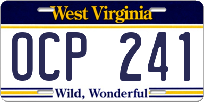 WV license plate OCP241