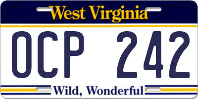 WV license plate OCP242