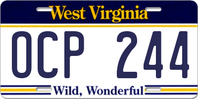 WV license plate OCP244