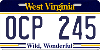 WV license plate OCP245