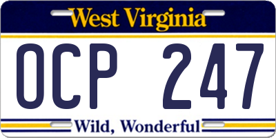WV license plate OCP247