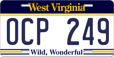 WV license plate OCP249