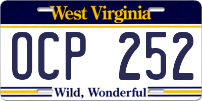 WV license plate OCP252
