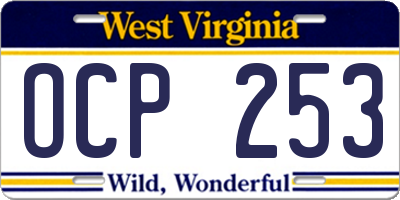WV license plate OCP253