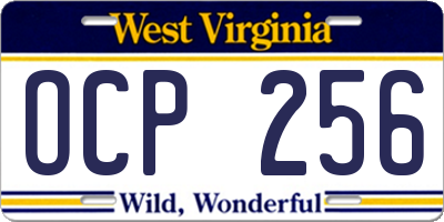 WV license plate OCP256