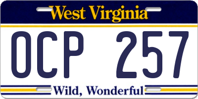 WV license plate OCP257