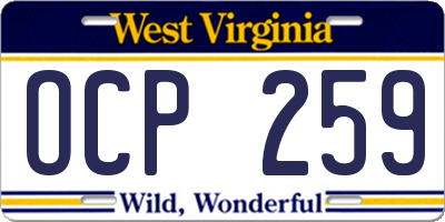 WV license plate OCP259