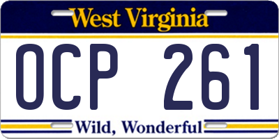 WV license plate OCP261