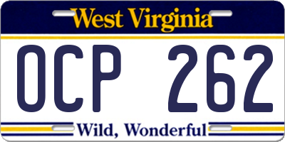 WV license plate OCP262