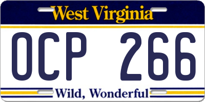 WV license plate OCP266
