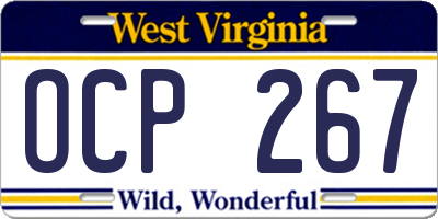 WV license plate OCP267