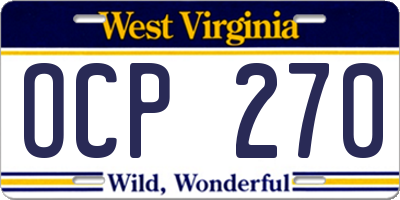 WV license plate OCP270