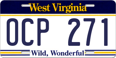 WV license plate OCP271
