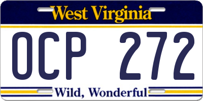 WV license plate OCP272