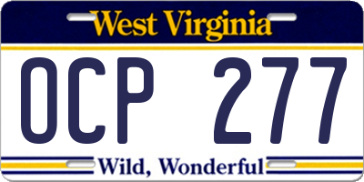 WV license plate OCP277